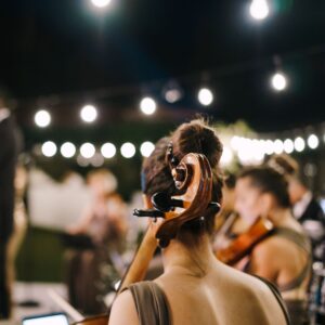 Violoncellista suona dal vivo durante un evento privato esclusivo